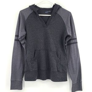 Columbia Small Gray 2tone long sleeve v neck hooded sweatshirt front pocket